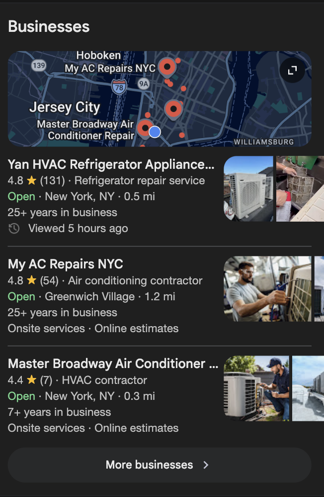 Google Map Pack screenshot